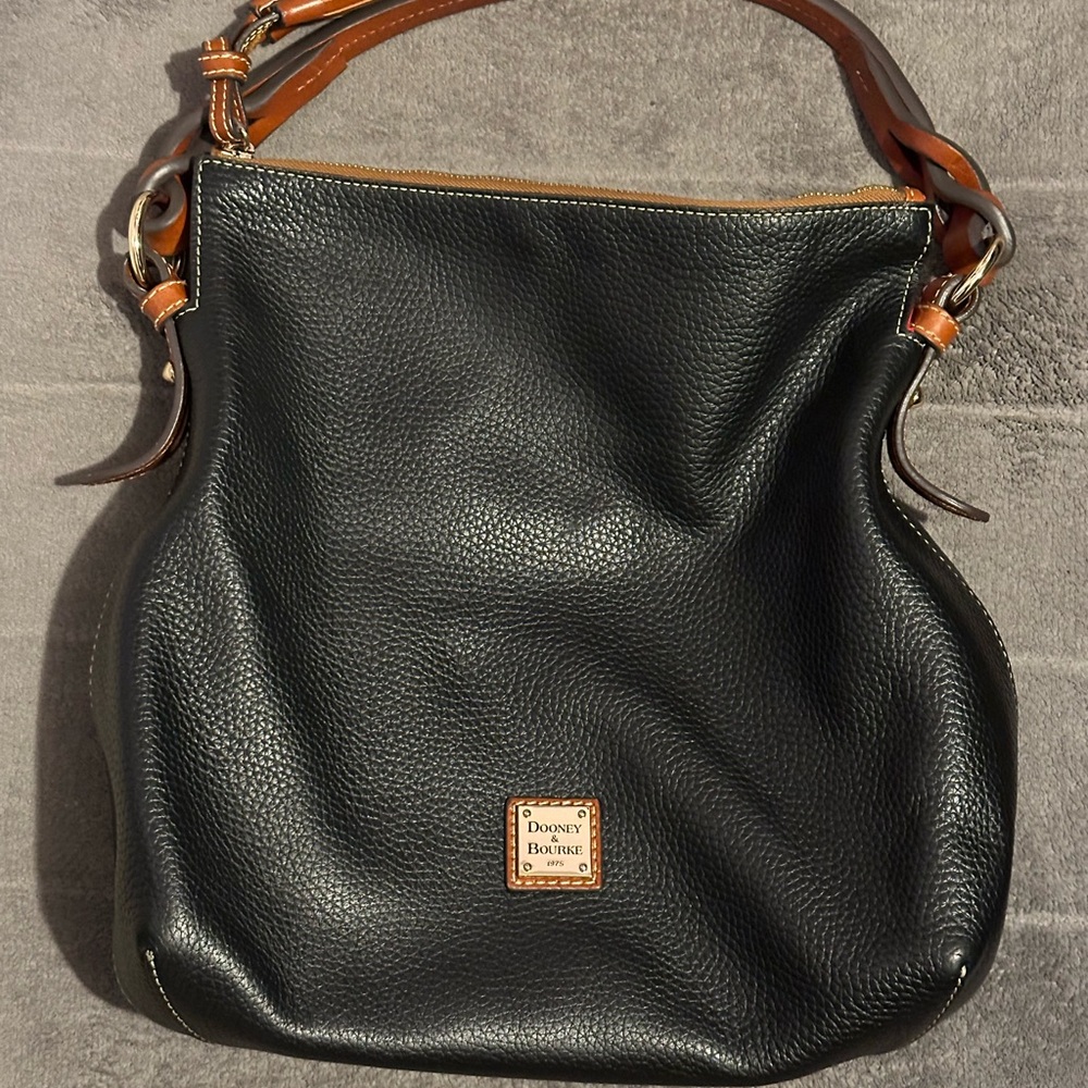 Dooney & Bourke Black Hobo Bag with Gold Accents